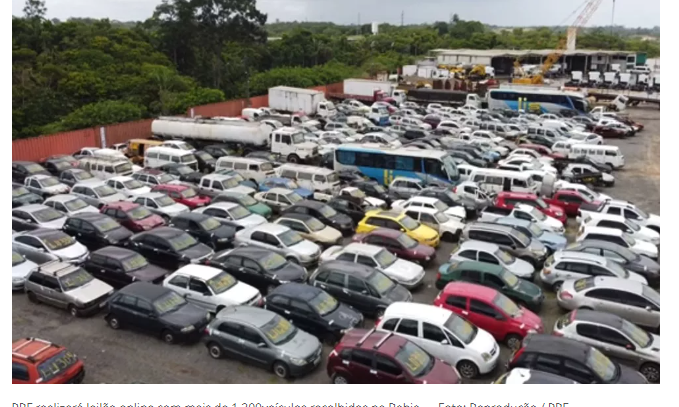 Detran leiloa carros conservados e sucatas na Bahia; carro de luxo tem lance inicial de R$ 3 mil