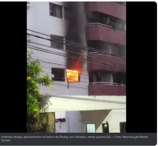 Incêndio atinge apartamento no bairro da Pituba, em Salvador