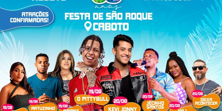 Festa de Caboto terá Kevin Jonny, Pittybull, Ariany e outras atrações