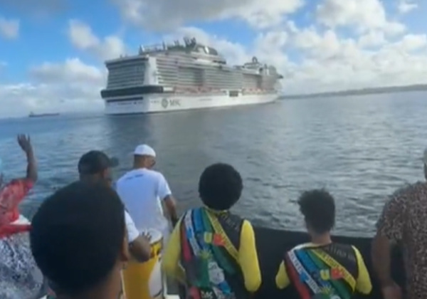 Maior navio de cruzeiros no Brasil, MSC Grandiosa chega a Salvador nesta terça-feira (5)