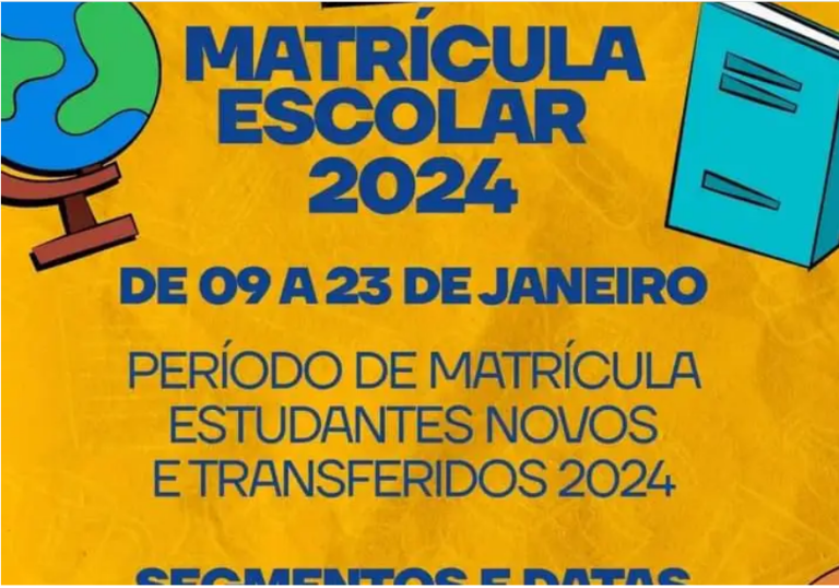 SFC: Matrícula Escolar 2024 acontecerá de 09 a 23 de Janeiro