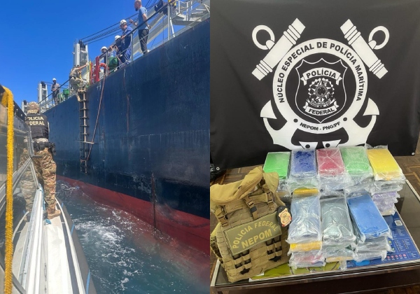 Polícia Federal apreende mais de 75 kg de cocaína em casco de navio
