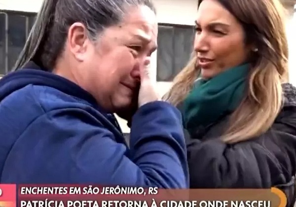 Patrícia Poeta reencontra prima ao mostrar destruição de sua cidade Natal, no RS; assista