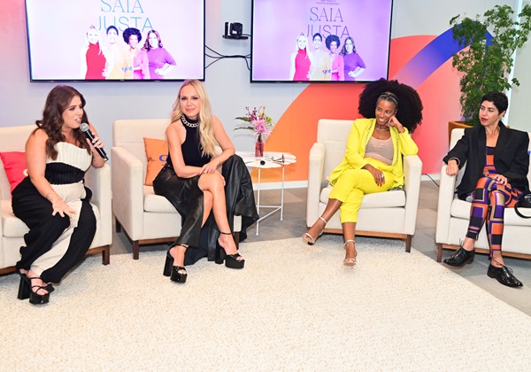 Eliana, Rita Batista, Tati Machado e Bela participam de vento do programa Saia Justa; fotos