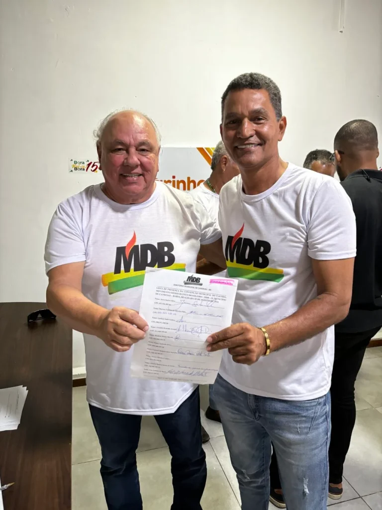 Jarinho e Marcus Vinícius são oficializados candidatos a prefeito e vice pelo MDB em Candeias