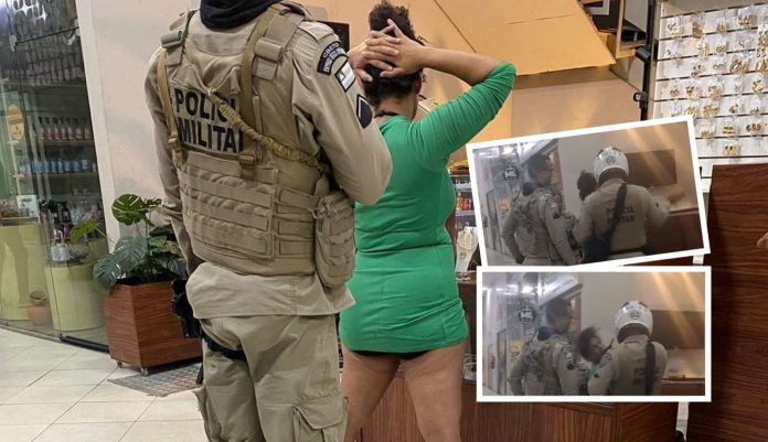 Mulher leva tapa na cara de policial após jogar ácido em clientes de salão em Feira