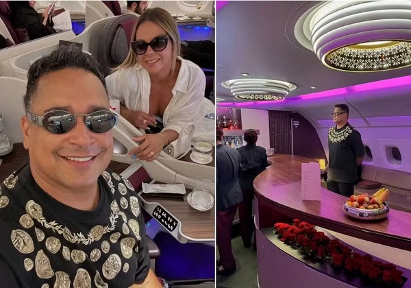 Xanddy e Carla Perez retornam ao Brasil em avião luxuoso; confira