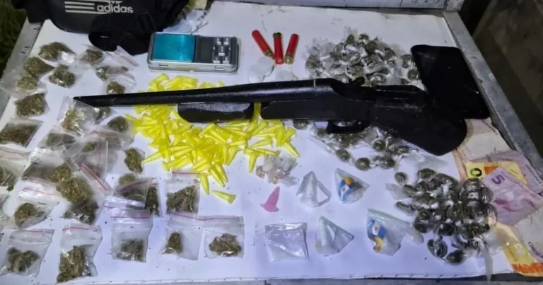 Polícia Militar apreende escopeta e drogas após confronto armado no Bairro da Paz