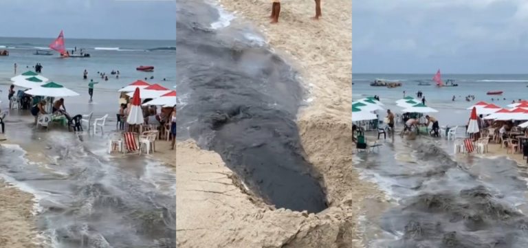 Vazamento de esgoto invade mar de Porto de Galinhas em PE