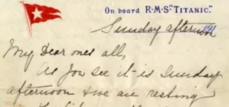 Carta de sobrevivente do Titanic é vendida por R$ 2,4 milhões em leilão histórico