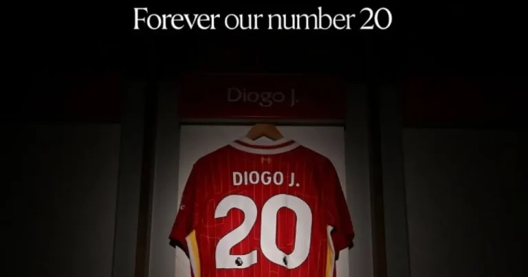 Liverpool anuncia aposentadoria da camisa 20, número de Diogo Jota