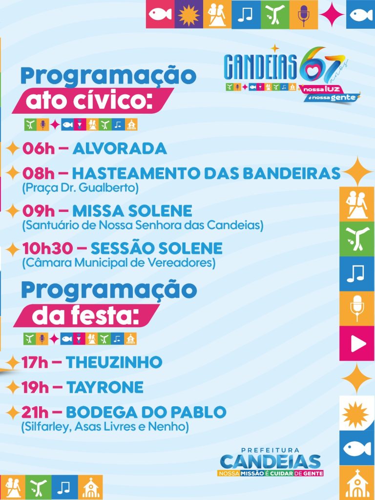 Candeias 67 anos: Confira a programação completa do aniversário da cidade