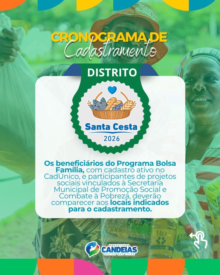 Candeias: Ticket da Santa Cesta 2026 será trocado em supermercados da cidade